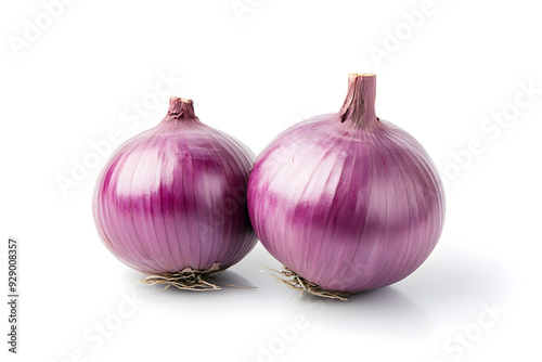 Pile of Fresh red onions vegetable bulb isolated on white background