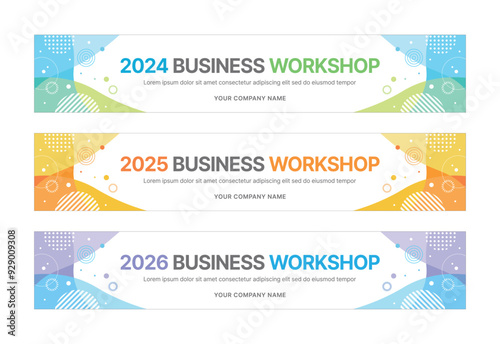 Set of business banner design templates in modern, abstract pattern style for schools, companies, workshops, events and presentations. 