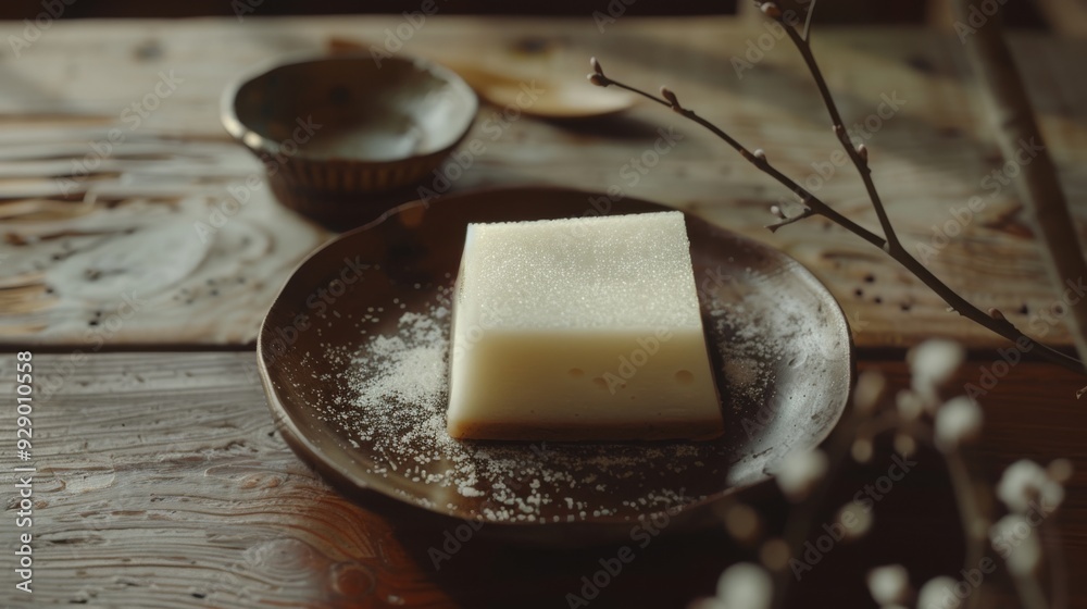 A beautifully plated traditional dessert on a rustic wooden table, surrounded by minimalistic décor and natural elements. A beautifully plated traditional dessert on a rustic wooden table, surrounded by minimalistic décor and natural elements.