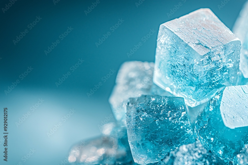 Close Up of Blue Ice Cubes on a Blue Background. Close Up of Blue Ice Cubes on a Blue Background.