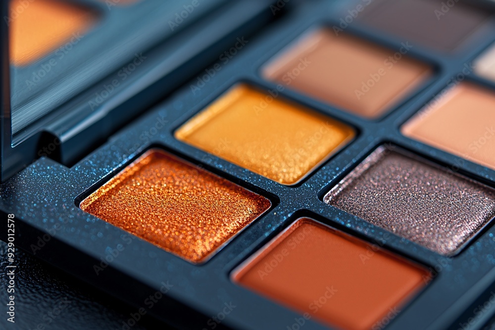 Close Up of Eyeshadow Palette with Glittery Shades. Close Up of Eyeshadow Palette with Glittery Shades.