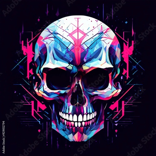 Geometric Skull Art with Abstract Patterns