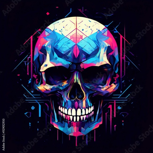Geometric Skull Art with Abstract Patterns