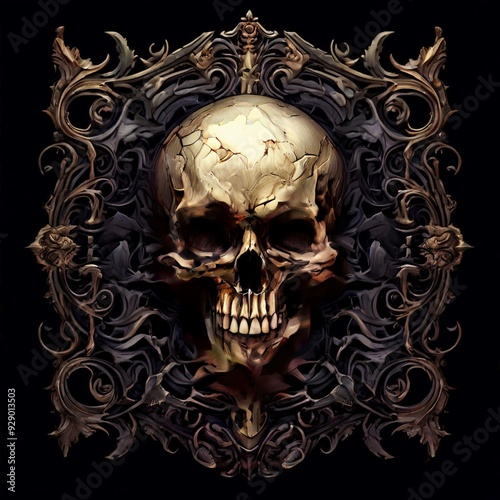 Gothic Skull with Victorian Elements
