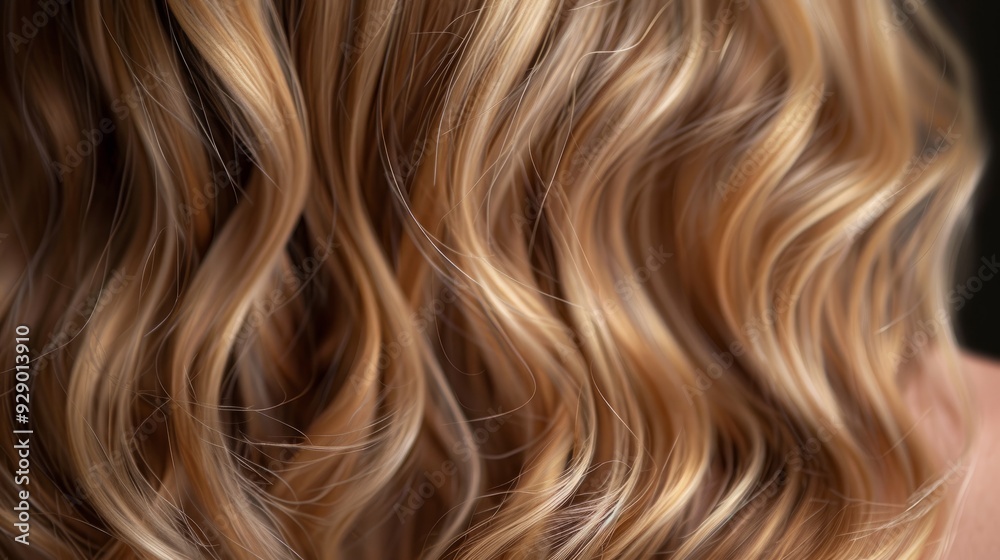 Relaxed beachy waves on long blonde hair in a warm, natural light setting Relaxed beachy waves on long blonde hair in a warm, natural light setting
