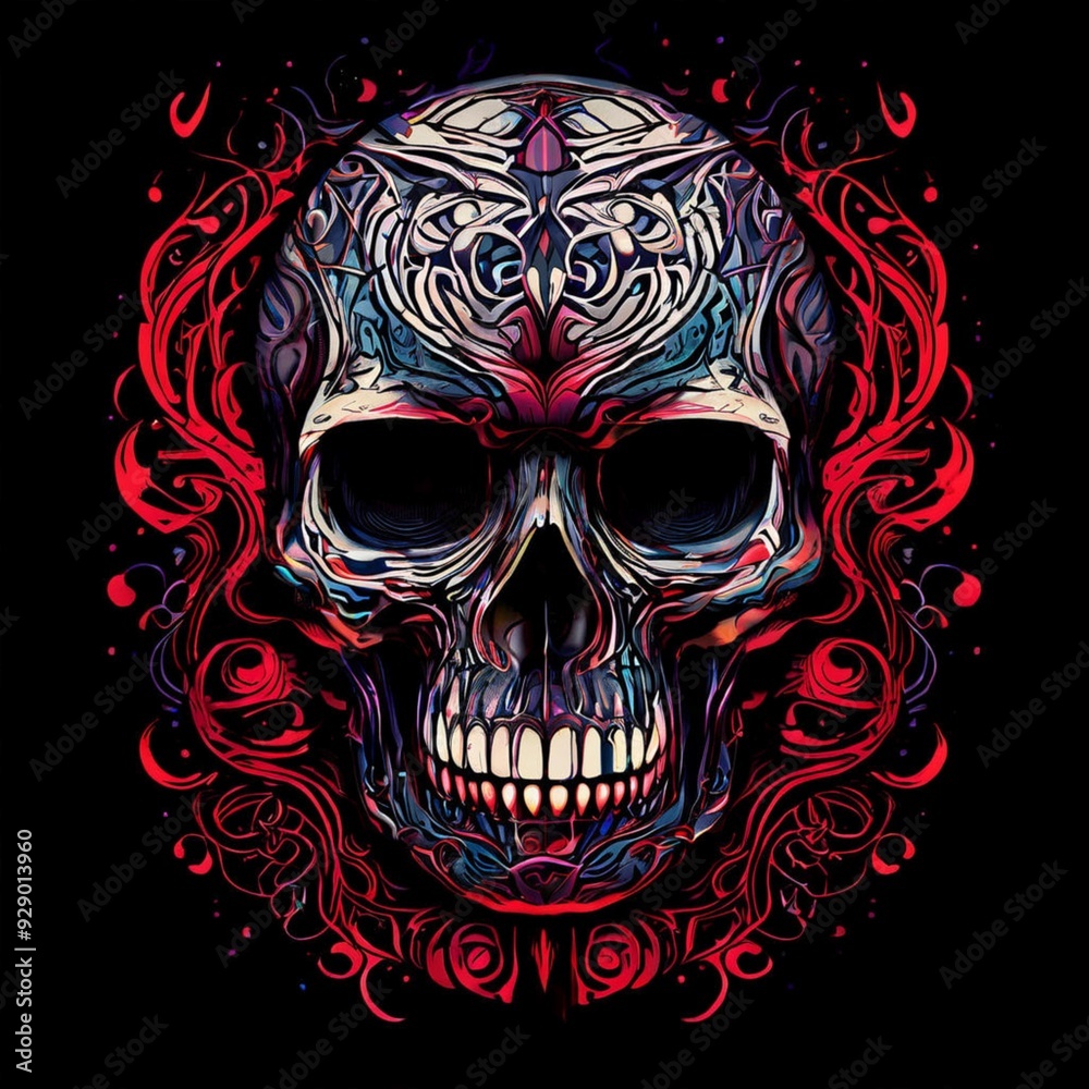 Abstract Skull with Watercolor Effects Abstract Skull with Watercolor Effects