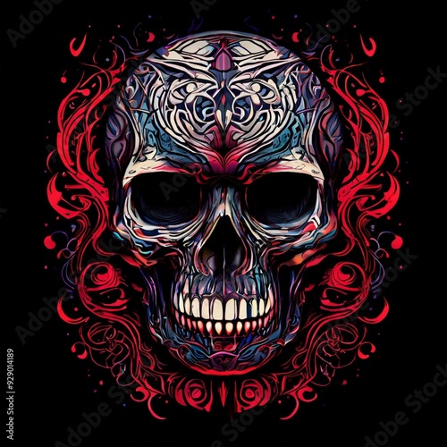 Abstract Skull with Watercolor Effects