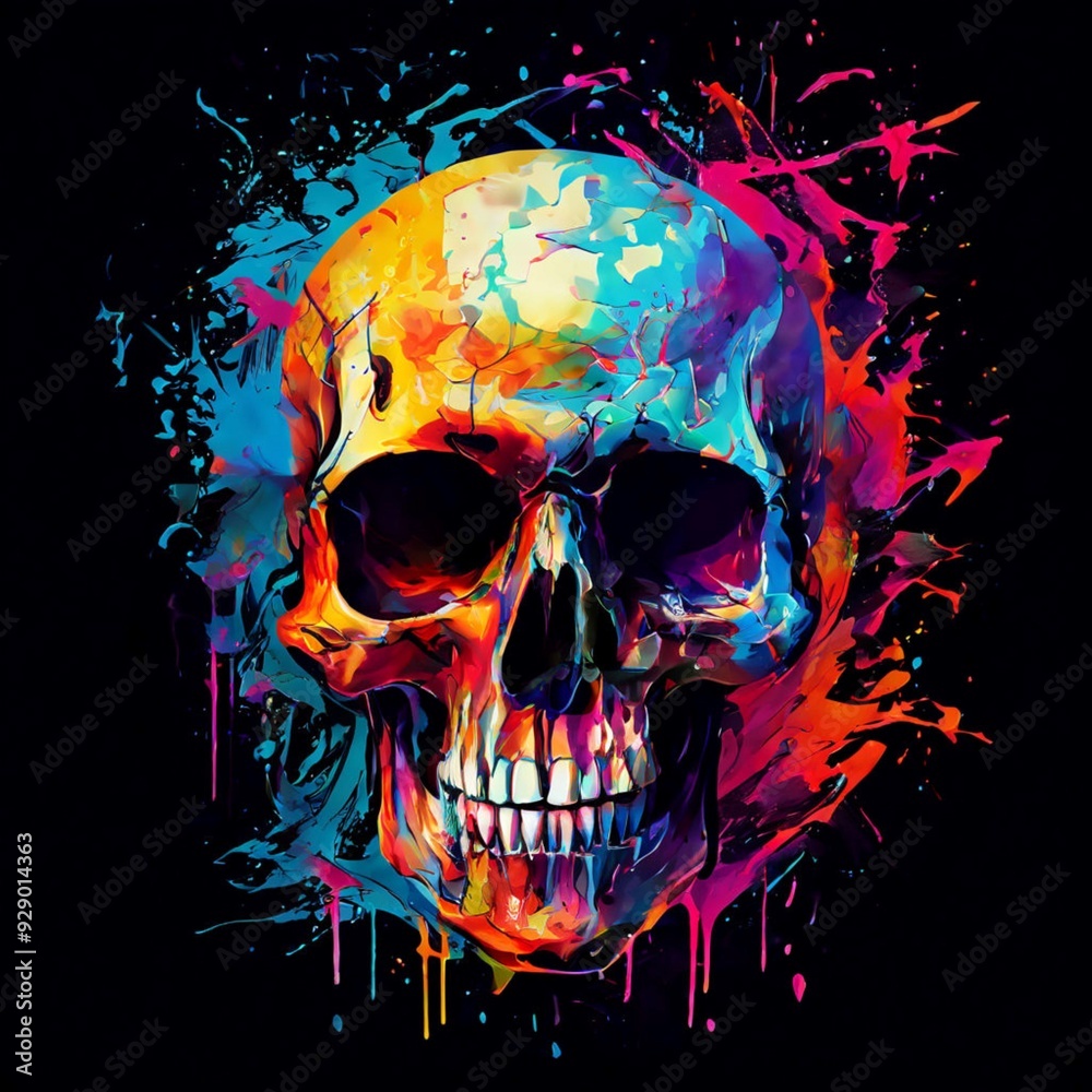 Abstract Skull with Watercolor Effects Abstract Skull with Watercolor Effects