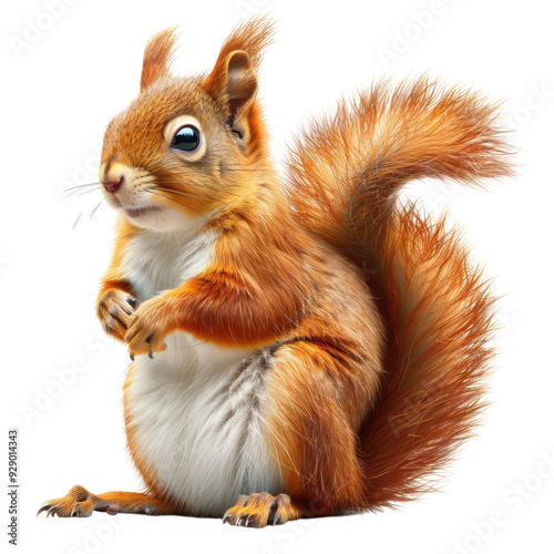 Red Squirrel in the Forest Isolated on Transparent or White Background, PNG photo