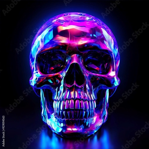 Holographic Skull with Neon Glow