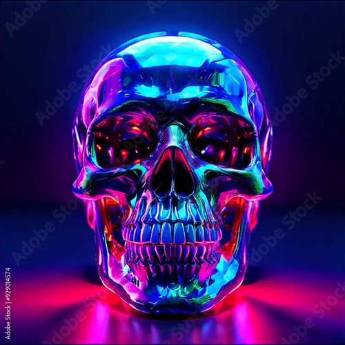 Holographic Skull with Neon Glow