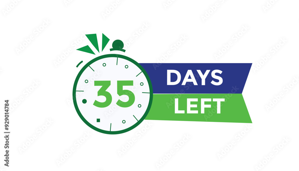 35 days left Countdown number banner templates. time icon. Vector Illustration
35 days left Countdown number banner templates. time icon. Vector Illustration