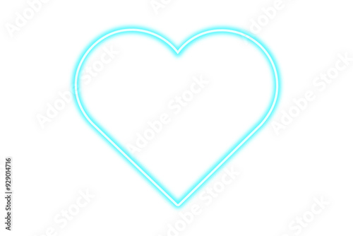 Glowing neon heart. Blue beam heart laser light
