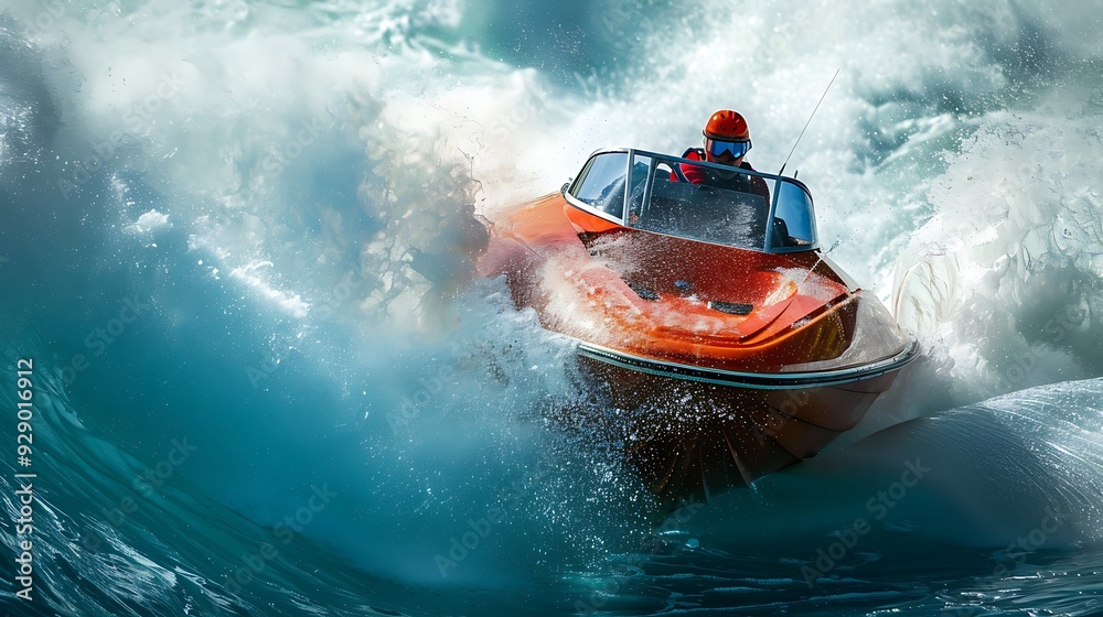 Fototapeta premium Jet boat during a river race
