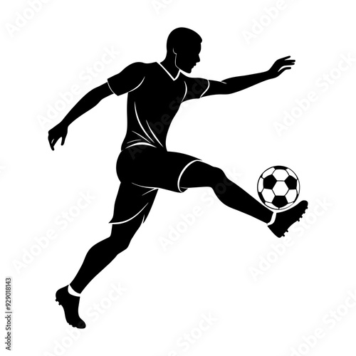 A Soccer Player With Right Kick Stance With High Power, a Silhouette