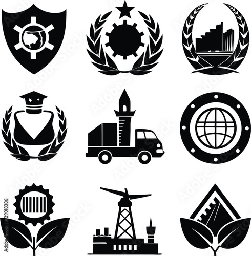 Urban Service Flat Black Silhouette Vector Art Bundle