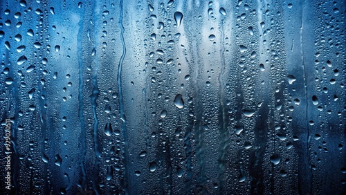 Distressed wet glass with rain water drops on dark blue worn texture, wet, glass, distressed, overlay, weathered, window