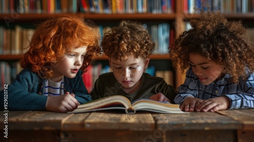 The children reading book photo