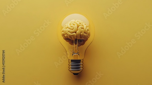 A brain inside a lightbulb, symbolic of idea and inspiration.