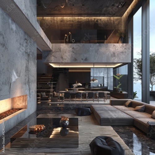 Modern living room interior in a penthouse