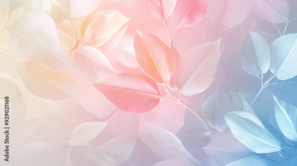 Obraz premium Pastel Dreams: A delicate and dreamy backdrop featuring soft pastel hues, with leaves gently overlapping in a subtle and soothing arrangement.