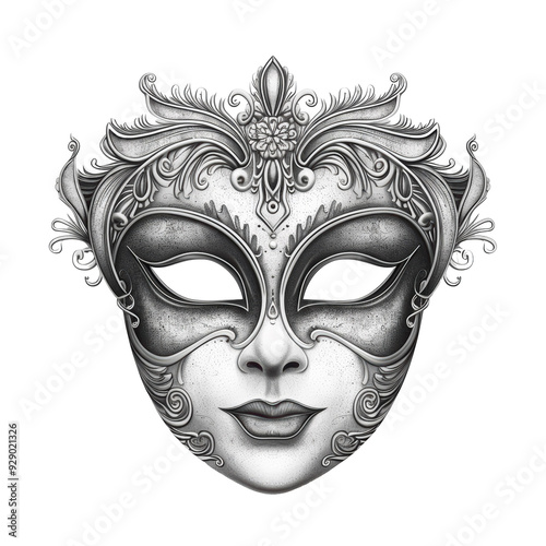 Carnival Mask Outlines Isolated on Transparent or White Background, PNG
