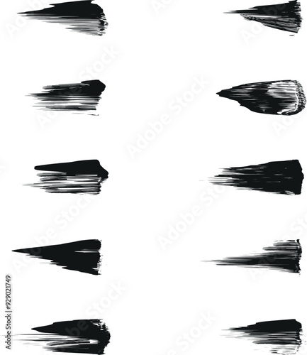 Hand drawn custom grunge brushes with rough edges, Collection of vector art brushes