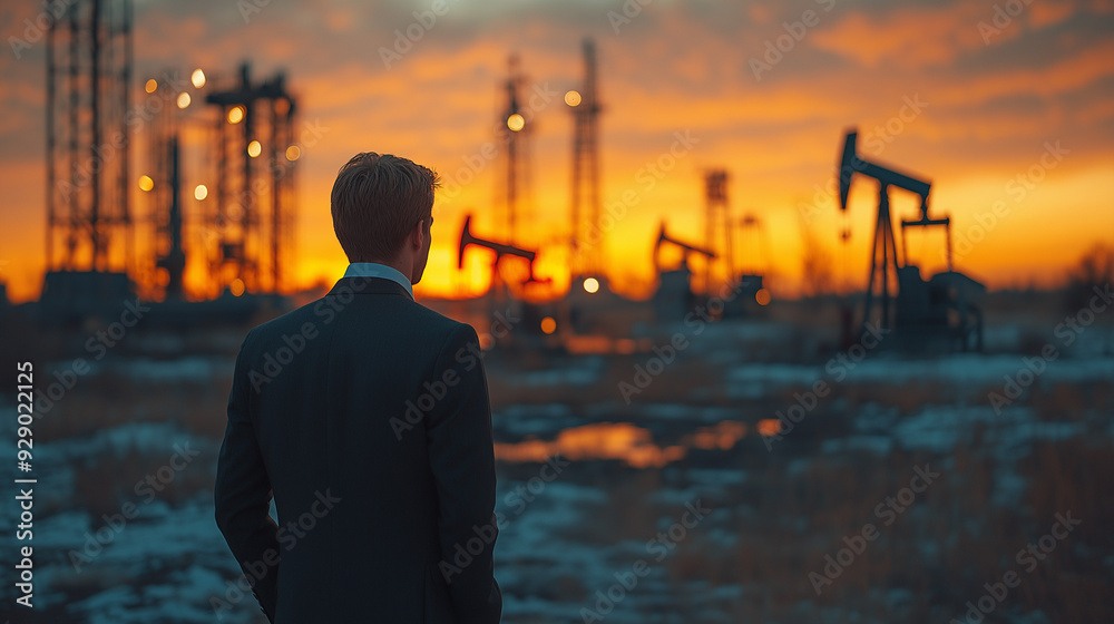 Fototapeta premium Oil production concept with informative graph bar 