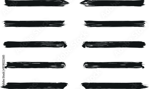Hand drawn custom grunge brushes with rough edges, Collection of vector art brushes