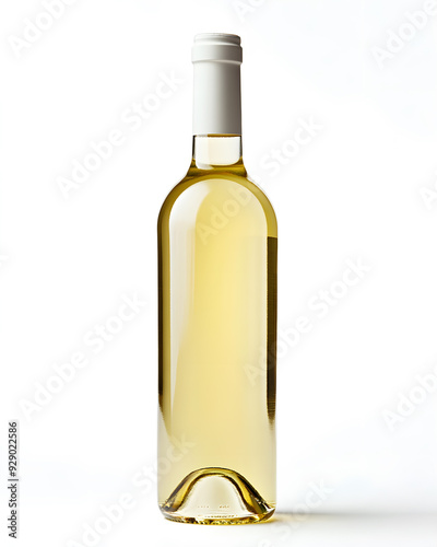 White wine bottle mock up isolated on white background