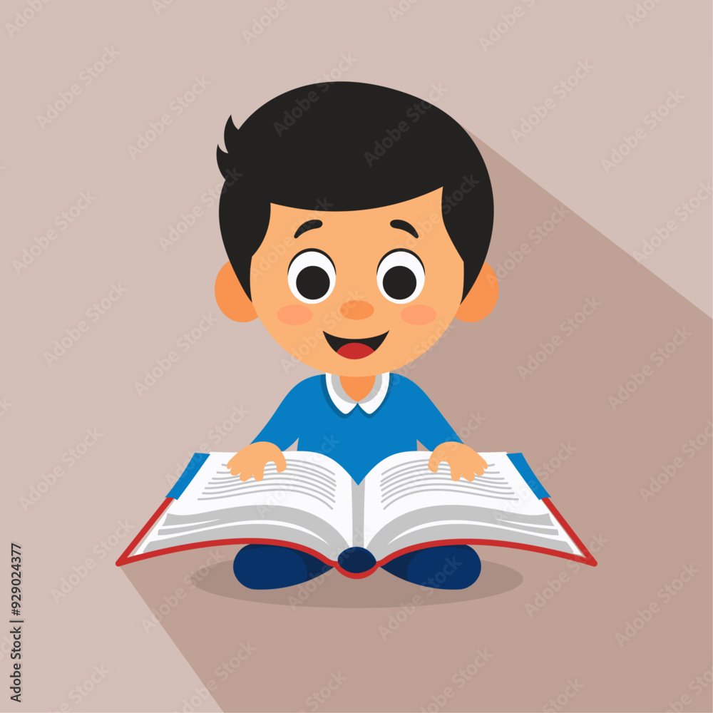 Cute boy reading book illustration design Cute boy reading book illustration design