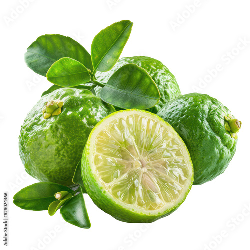 Bergamot Leaves Isolated on Transparent or White Background, PNG photo