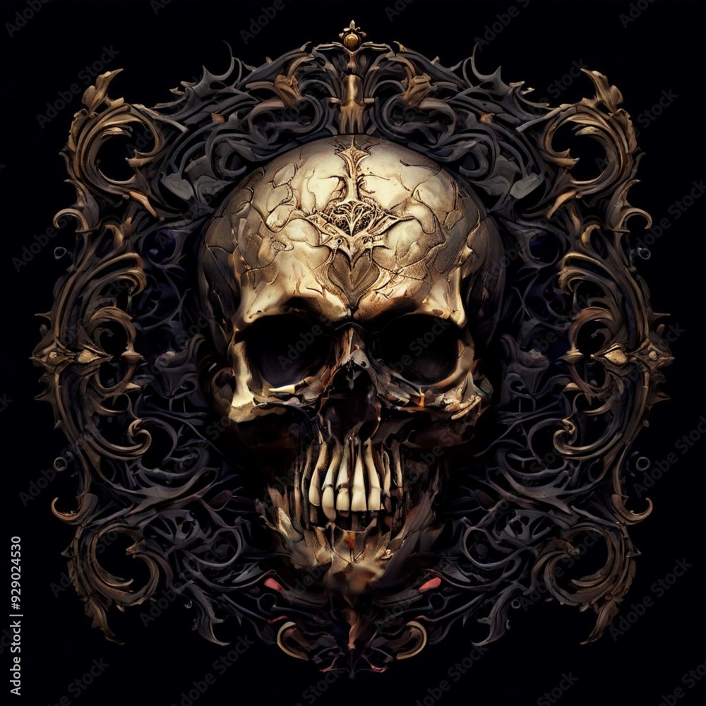 Gothic Skull with Victorian Elements Gothic Skull with Victorian Elements