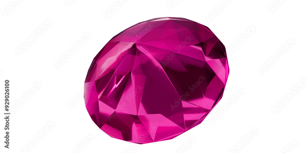 tourmaline Gem on transparent background, pink gemstone diamond isolated.
