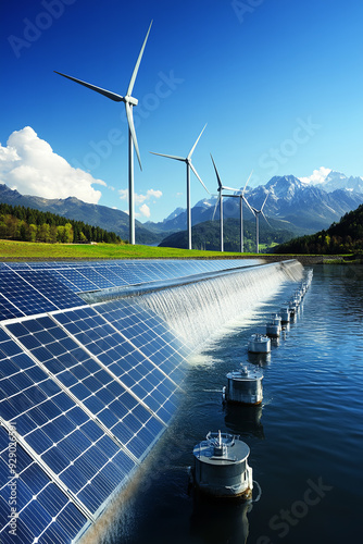 Obraz na płótnie The renewable energy concept is represented through a harmonious blend of various sustainable sources w salonie