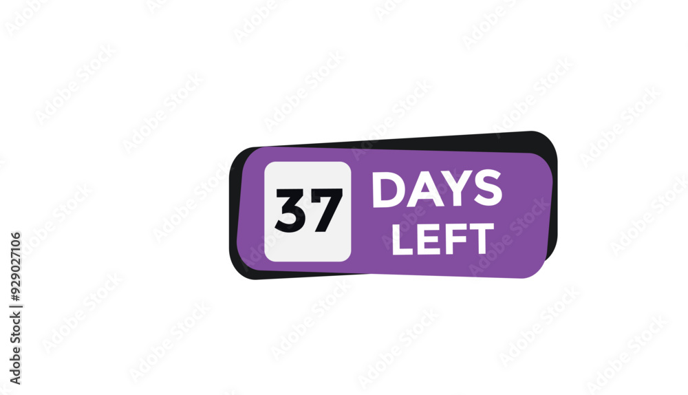 37 days left Countdown number banner templates. time icon. Vector Illustration
37 days left Countdown number banner templates. time icon. Vector Illustration