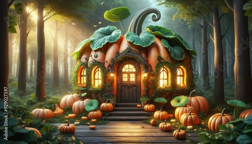 Mystical Pumpkin Retreat: A Colorful Oasis Amidst the Enchanted Woods photo