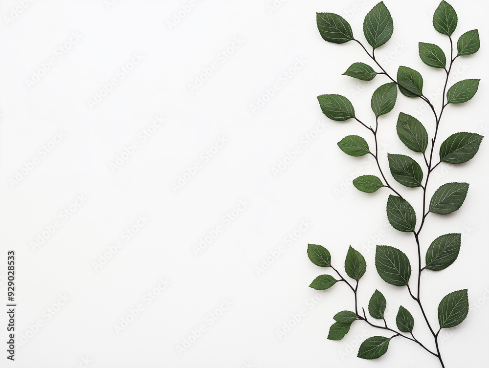 Fototapeta premium A green leafy background with a white background