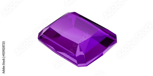 amethyst Gem on transparent background, purple gemstone diamond isolated.