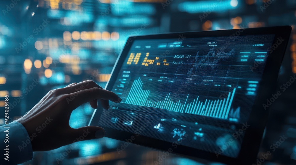 Return on investment concept displayed on a virtual screen