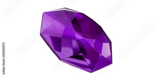 Amethyst Gem on transparent background, purple gemstone diamond isolated.