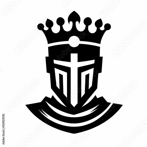 knight king wear a crown icon on white