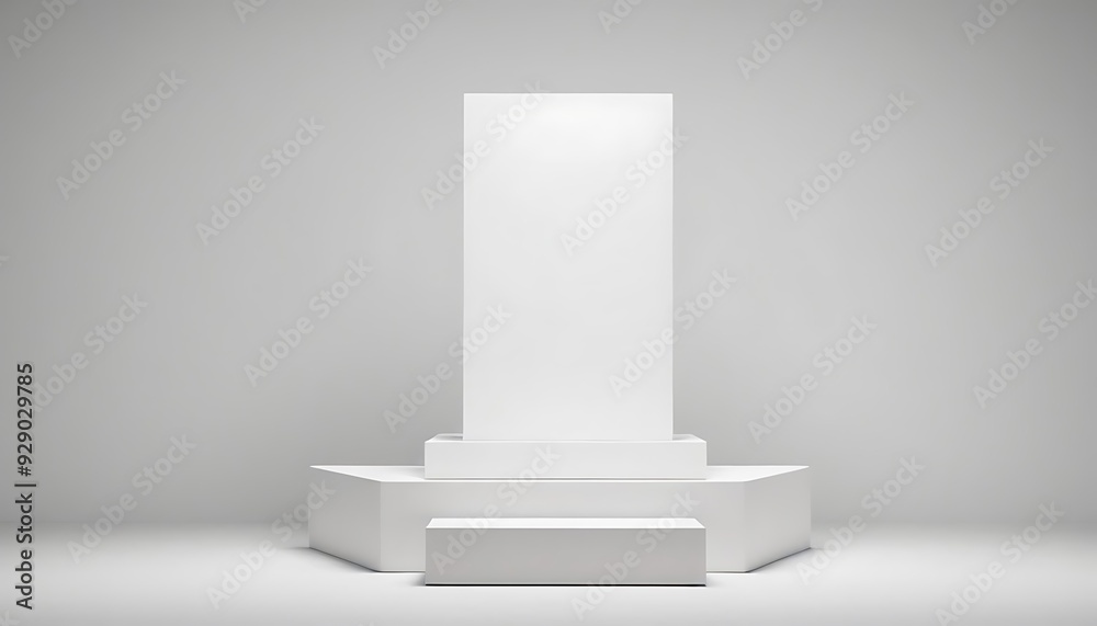 White Square Pedestal Or Platform. Empty Podium, Stand. Block Cube For Stage. Vector Illustration.1 White Square Pedestal Or Platform. Empty Podium, Stand. Block Cube For Stage. Vector Illustration.1