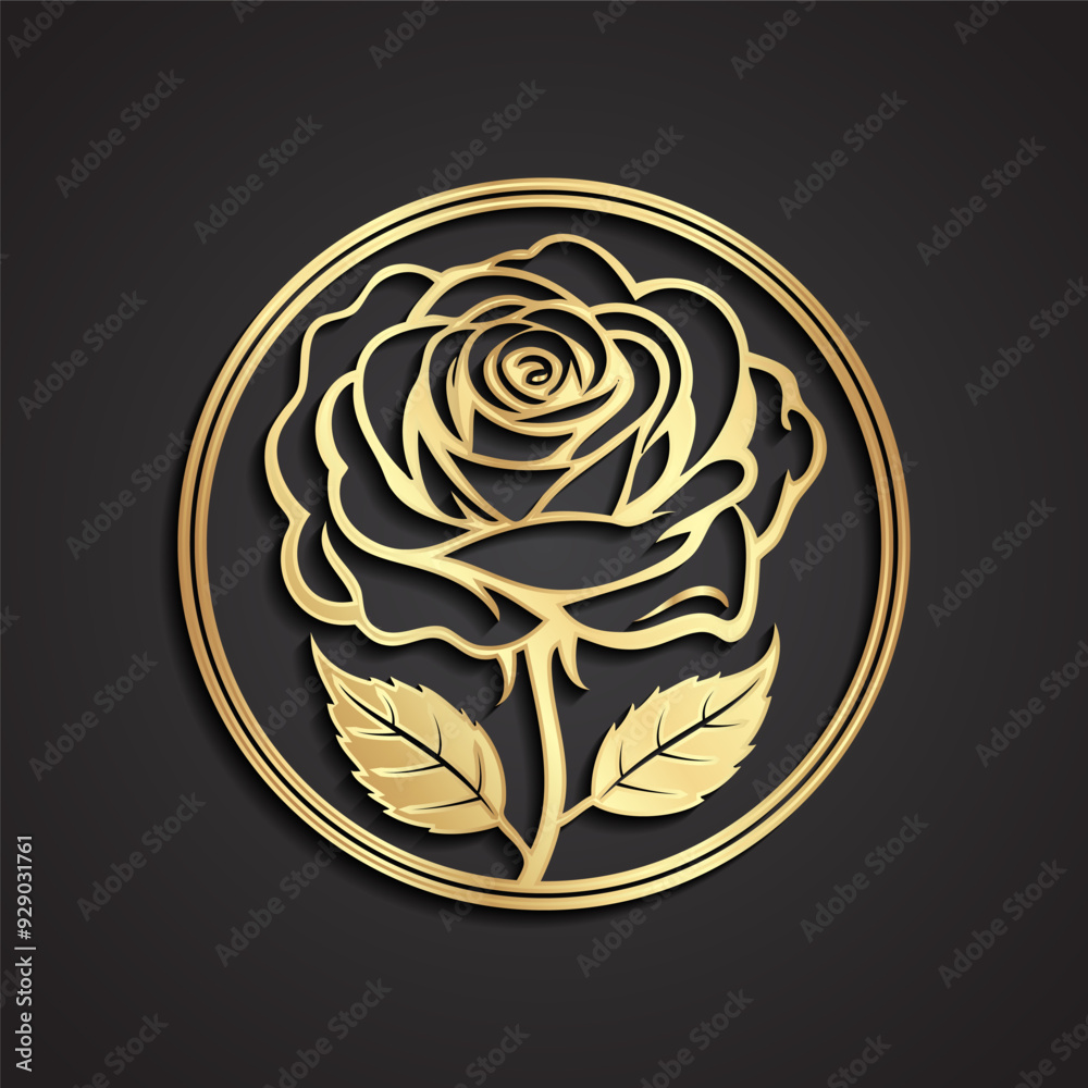 rose flover 3d gold circle logo rose flover 3d gold circle logo