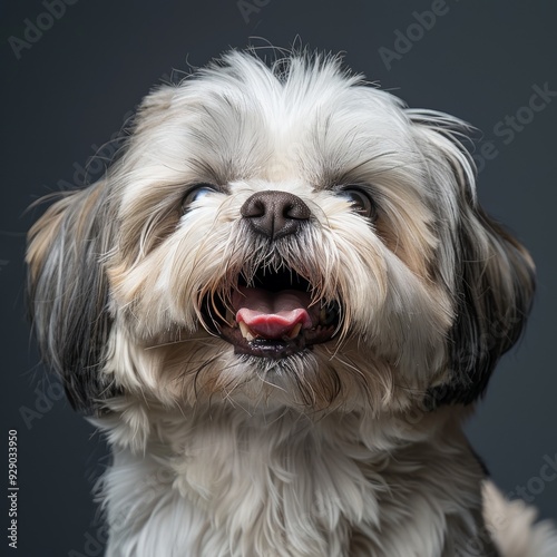 Joyful Shih Tzu with ample copy space, perfect for animal banner showcasing its charm