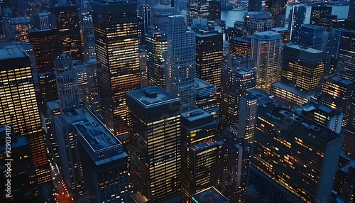 An aerial view metropolitan skyline