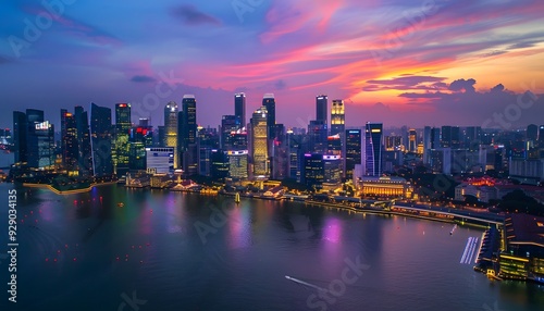 An aerial view metropolitan skyline