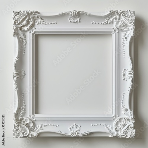 Blank white frame on a white background