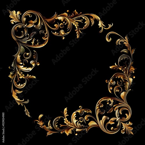 Gold frame pattern on black background.