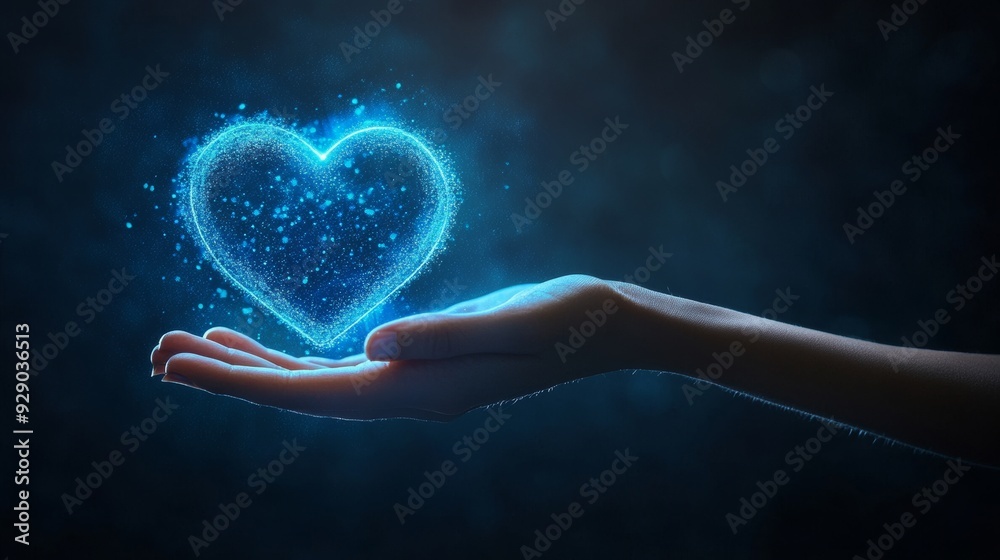 Fototapeta premium Glowing Heart in Hand: A Symbol of Love and Hope
